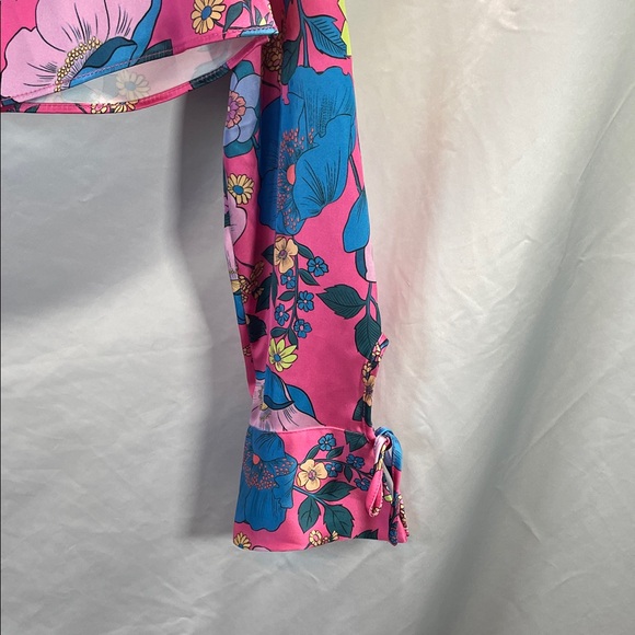 Zara Pink Floral Tie-Front Blouse - Picture 7 of 10